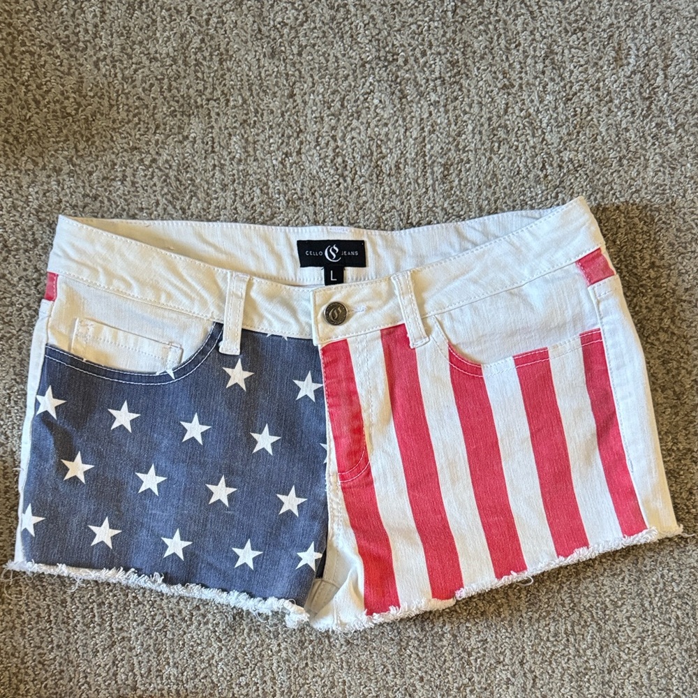 Women's American Flag Denim Shorts size large